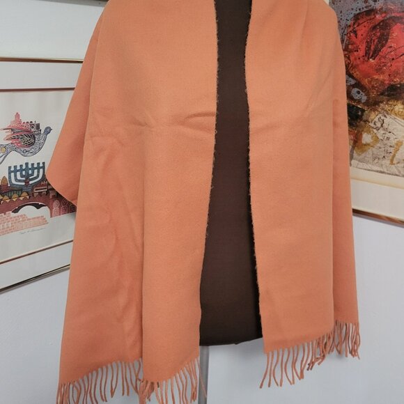 100% Wool Light Orange Shawl By Crisca of Germany - Picture 1 of 3